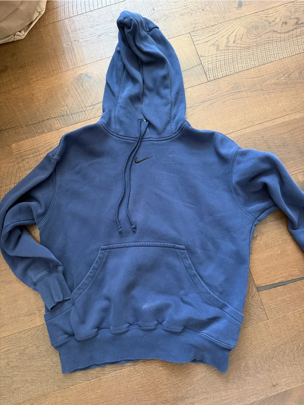 Nike Navy Blue Pullover Hoodie with Black Swoosh